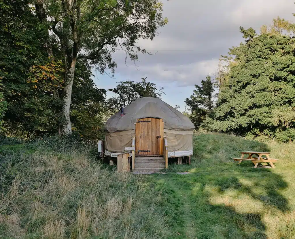 Yurt in field