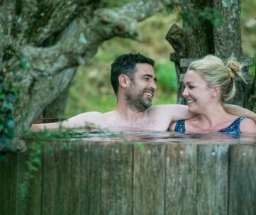 Couple in hot tub at rock farm slane